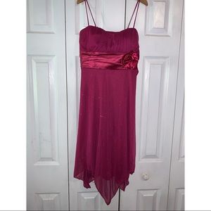 All sparkled magenta semi formal dress.